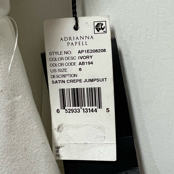 Adrianna Papell Satin Crepe Ivory Jumpsuit - Picture 9 of 16